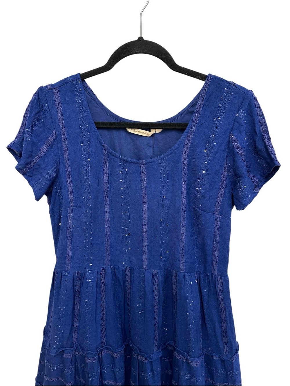 Soft Surroundings Kara Shimmer Dress in blue with sequins Size M Petite NEW - Picture 4 of 12